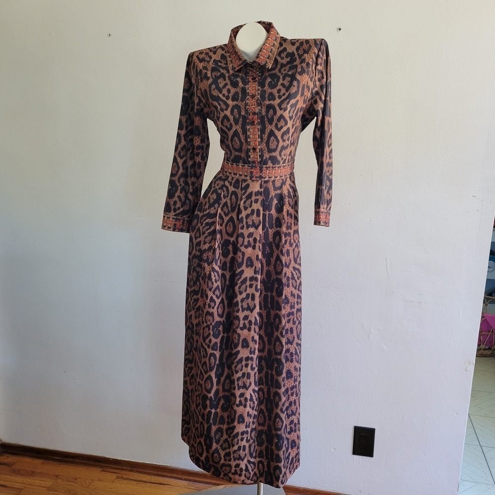Leopard Print Long Sleeve Maxi Dress